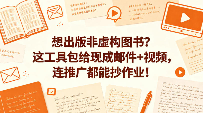 图片[1]-想出版非虚构图书？这工具包给现成邮件+视频，连推广都能抄作业！【原创双语字幕】——生财有道创业项目网-生财有道