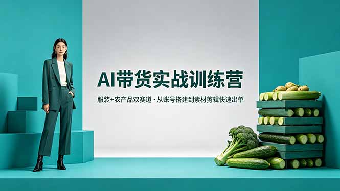 （18355期）AI带货实战训练营，服装+农产品双赛道，从账号搭建到素材剪辑快速出单_生财有道创业项目网