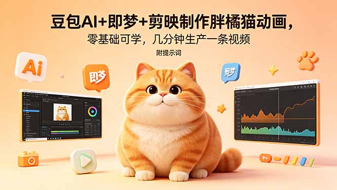 （18431期）豆包AI+即梦+剪映制作胖橘猫动画，零基础可学，几分钟生产一条视频，附提示词_生财有道创业项目网