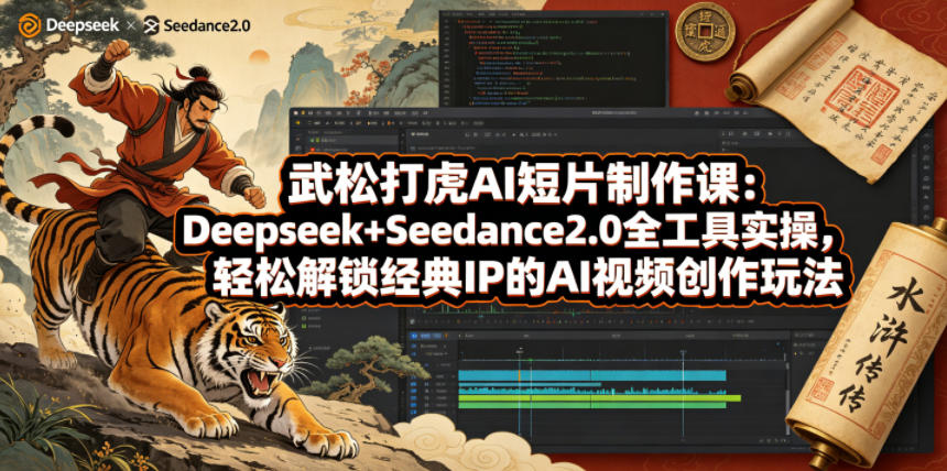 图片[1]-武松打虎AI短片制作课：Deepseek+Seedance2.0全工具实操，轻松解锁经典IP的AI视频创作玩法——生财有道创业项目网-生财有道
