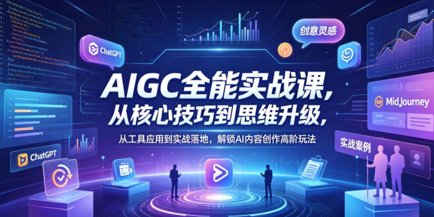 图片[1]-AIGC全能实战课，从核心技巧到思维升级，从工具应用到实战落地，解锁AI内容创作高阶玩法——生财有道创业项目网-生财有道