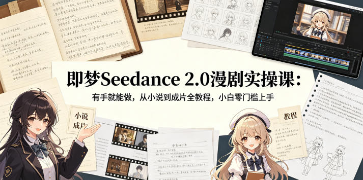 即梦Seedance 2.0漫剧实操课：有手就能做，从小说到成片全教程，小白零门槛上手——生财有道创业项目网