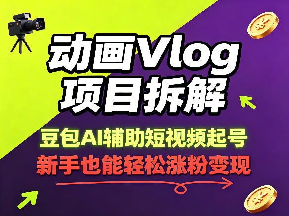图片[1]-动画Vlog项目拆解，豆包AI辅助短视频起号，新手也能轻松涨粉，43条作品涨粉8.3W——生财有道创业项目网-生财有道