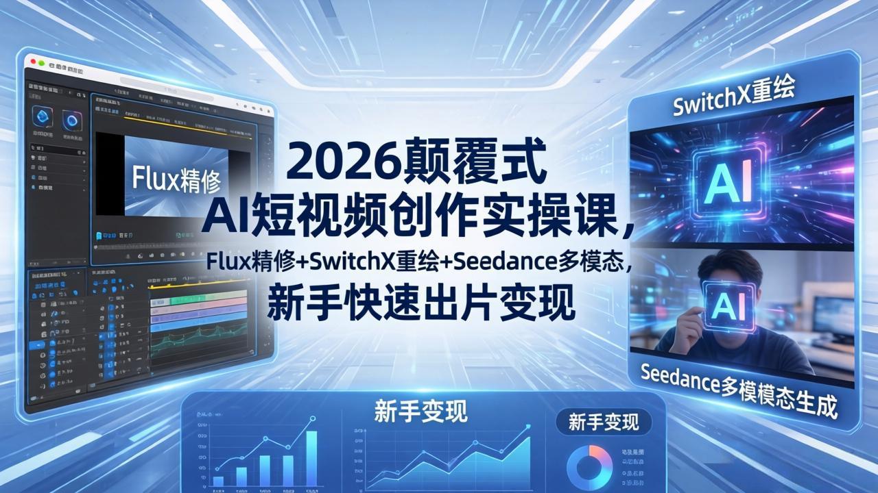 图片[1]-（18449期）2026颠覆式 AI短视频创作课-5月更新，Flux精修+SwitchX重绘+Seedance多模态，新手快速出片变现_生财有道创业项目网-生财有道