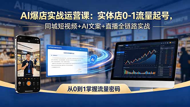 （18451期）AI爆店实战运营课：实体店0-1流量起号，同城短视频+AI文案+直播全链路实战_生财有道创业项目网