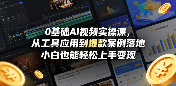0基础AI视频实操课，从工具应用到爆款案例落地，小白也能轻松上手变现——生财有道创业项目网