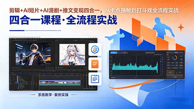 图片[1]-（18463期）剪辑+AI短片+AI漫剧+推文变现四合一，从卡点抽帧到打斗戏全流程实战_生财有道创业项目网-生财有道
