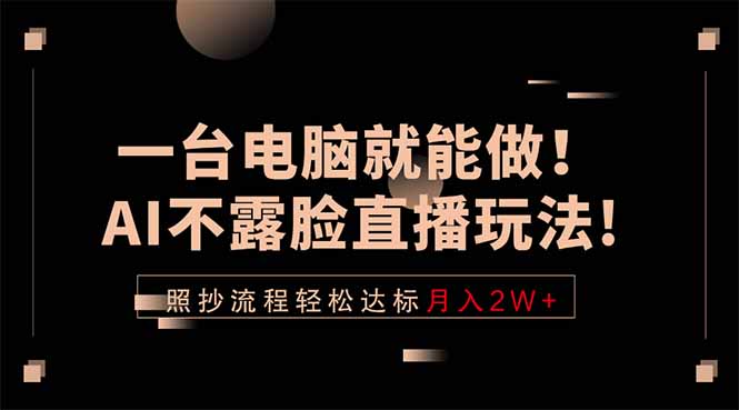 （18472期）一台电脑就能做！AI不露脸直播玩法，照抄流程轻松达标月入2W+_生财有道创业项目网