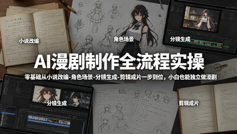 图片[1]-AI漫剧制作全流程实操，零基础从小说改编-角色场景-分镜生成-剪辑成片一步到位，小白也能独立做漫剧——生财有道创业项目网-生财有道