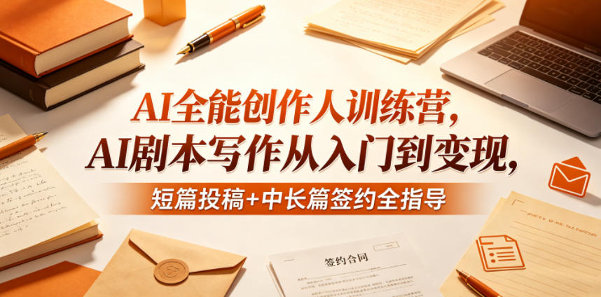 图片[1]-AI全能创作人训练营，AI剧本写作从入门到变现，短篇投稿+中长篇签约全指导——生财有道创业项目网-生财有道