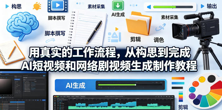 图片[1]-用真实的工作流程，从构思到完成AI短视频和网络剧视频生成制作教程-中英字幕——生财有道创业项目网-生财有道