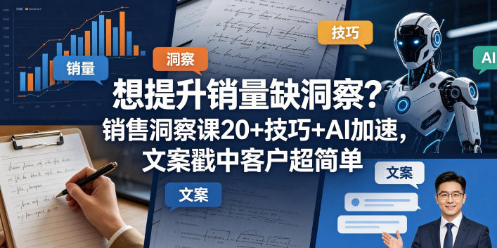 想提升销量缺洞察？销售洞察课20+技巧+AI加速，文案戳中客户超简单【原创双语字幕】——生财有道创业项目网