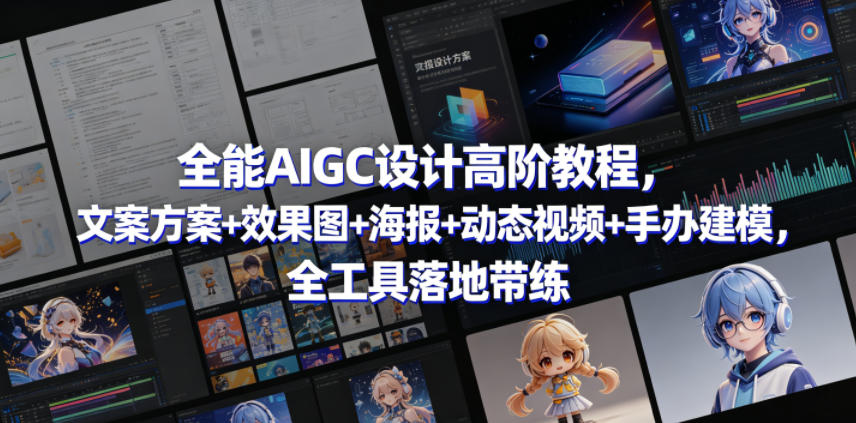 图片[1]-全能AIGC设计高阶教程，文案方案+效果图+海报+动态视频+手办建模，全工具落地带练——生财有道创业项目网-生财有道
