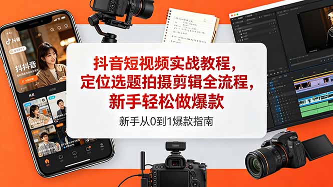 （18524期）抖音短视频实战教程，定位选题拍摄剪辑全流程，新手轻松做爆款_生财有道创业项目网