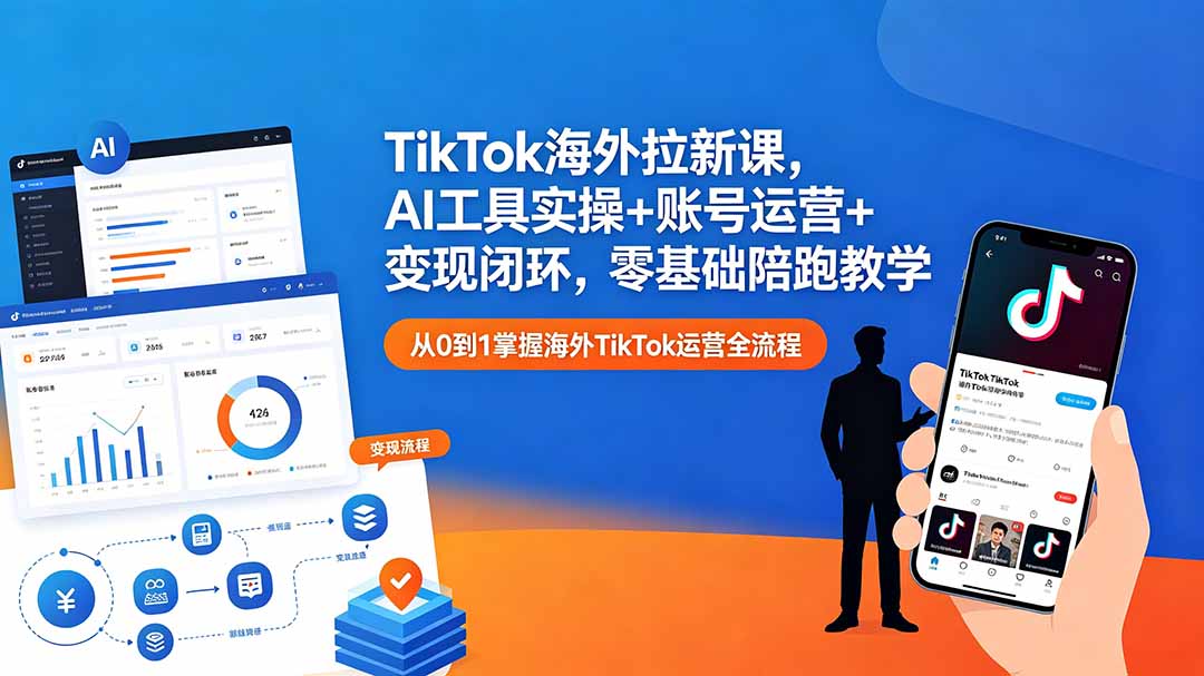 图片[1]-（18522期）TikTok海外拉新课，AI工具实操+账号运营+变现闭环，零基础陪跑教学_生财有道创业项目网-生财有道