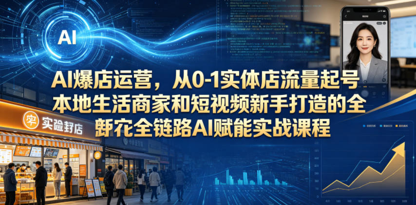 图片[1]-AI爆店运营，从0-1实体店流量起号，本地生活商家和短视频新手打造的全链路AI赋能实战课程——生财有道创业项目网-生财有道