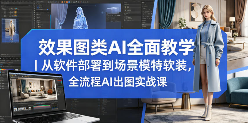 图片[1]-效果图类AI全面教学｜从软件部署到场景模特软装，全流程AI出图实战课——生财有道创业项目网-生财有道