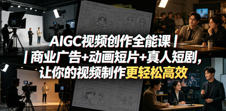 AIGC视频创作全能课｜商业广告+动画短片+真人短剧，让你的视频制作更轻松高效——生财有道创业项目网