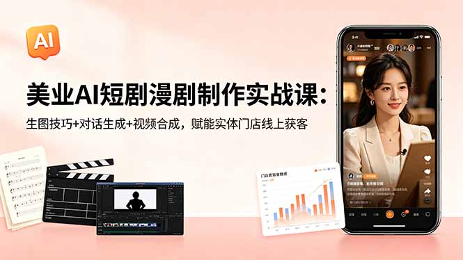 （18536期）美业AI短剧漫剧制作实战课：生图技巧+对话生成+视频合成，赋能实体门店线上获客_生财有道创业项目网