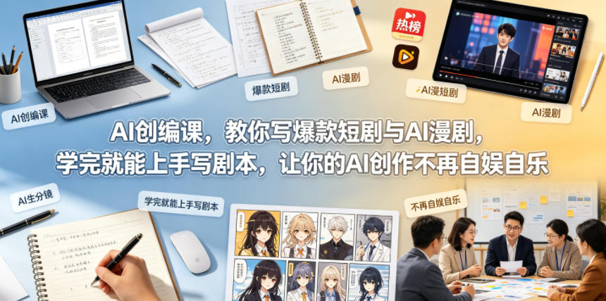 图片[1]-AI创编课，教你写爆款短剧与AI漫剧，学完就能上手写剧本，让你的AI创作不再自娱自乐——生财有道创业项目网-生财有道