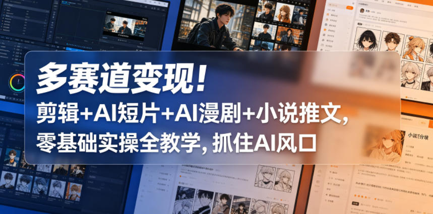 图片[1]-多赛道变现！剪辑+AI短片+AI漫剧+小说推文，零基础实操全教学，抓住AI风口——生财有道创业项目网-生财有道