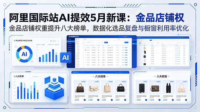 （18556期）阿里国际站AI提效5月新课：金品店铺权重提升八大榜单，数据化选品复盘与橱窗利用率优化_生财有道创业项目网