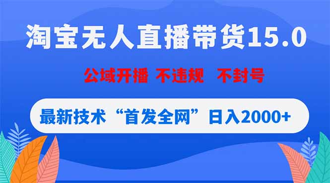 （18562期）淘宝无人直播带货15.0，不封号，不违规，公域玩法，首发全网日入2000+_生财有道创业项目网