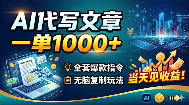 （18575期）AI代写文章，一单1000+，全套爆款指令+无脑复制玩法，当天见收益！_生财有道创业项目网