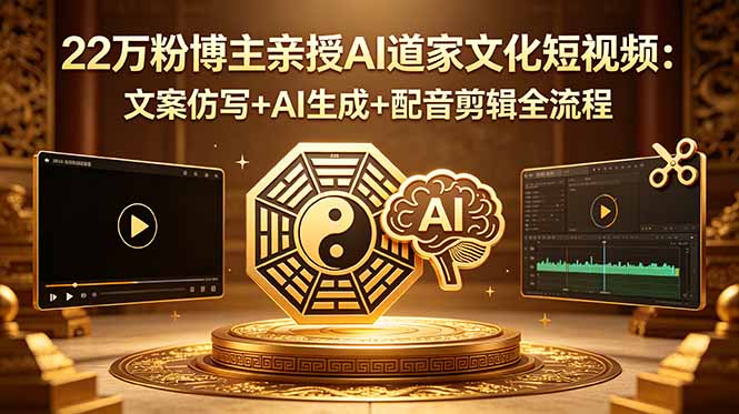 （18580期）22万粉博主亲授AI道家文化短视频：文案仿写+AI生成+配音剪辑全流程_生财有道创业项目网