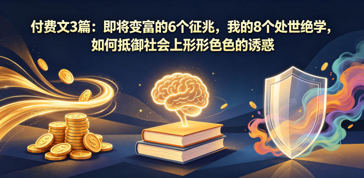 付费文3篇：即将变富的6个征兆，我的8个处世绝学，如何抵御社会上形形色色的诱惑——生财有道创业项目网