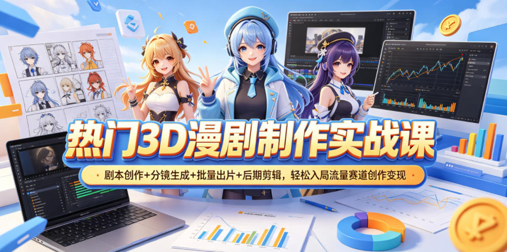 图片[1]-热门3D漫剧制作实战课，剧本创作+分镜生成+批量出片+后期剪辑，轻松入局流量赛道创作变现——生财有道创业项目网-生财有道
