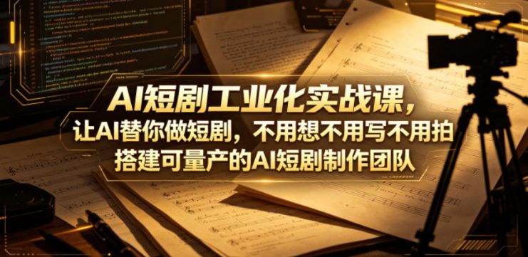 AI短剧工业化实战课，让AI替你做短剧，不用想不用写不用拍，搭建可量产的AI短剧制作团队——生财有道创业项目网