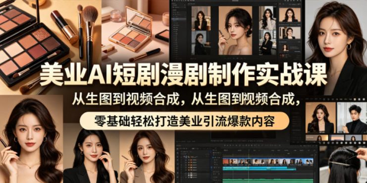 美业AI短剧漫剧制作实战课，从生图到视频合成，零基础轻松打造美业引流爆款内容——生财有道创业项目网