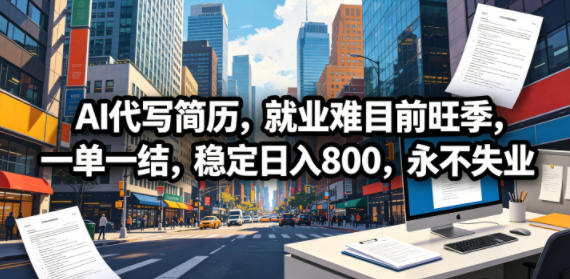 AI代写简历，就业难目前旺季，一单一结，稳定日入800，永不失业——生财有道创业项目网