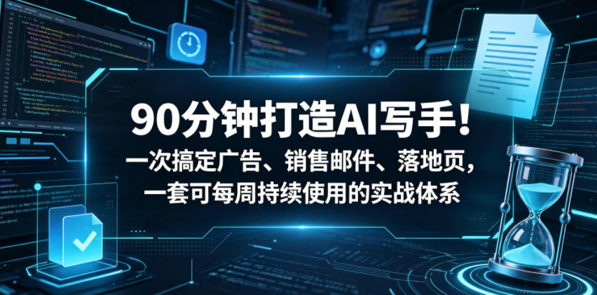 图片[1]-90分钟打造AI写手！一次搞定广告、销售邮件、落地页，一套可每周持续使用的实战体系【原创双语字幕】——生财有道创业项目网-生财有道