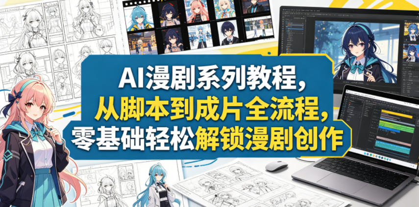 图片[1]-AI漫剧系列教程，从脚本到成片全流程，零基础轻松解锁漫剧创作——生财有道创业项目网-生财有道