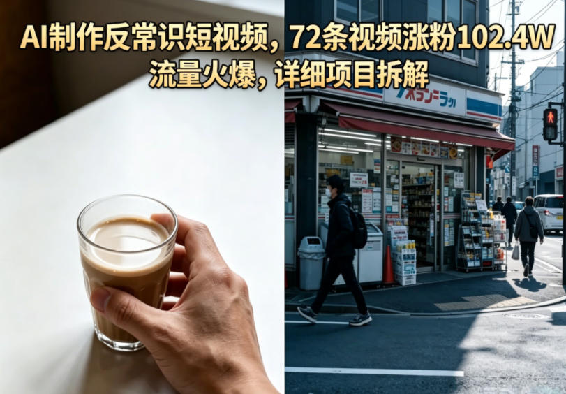 图片[1]-AI制作反常识短视频，72条视频涨粉102.4W，流量火爆，详细项目拆解——生财有道创业项目网-生财有道