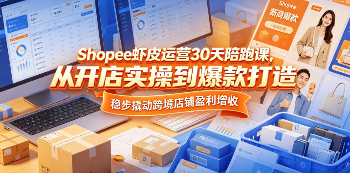 Shopee虾皮运营30天陪跑课，从开店实操到爆款打造，稳步撬动跨境店铺盈利增收——生财有道创业项目网