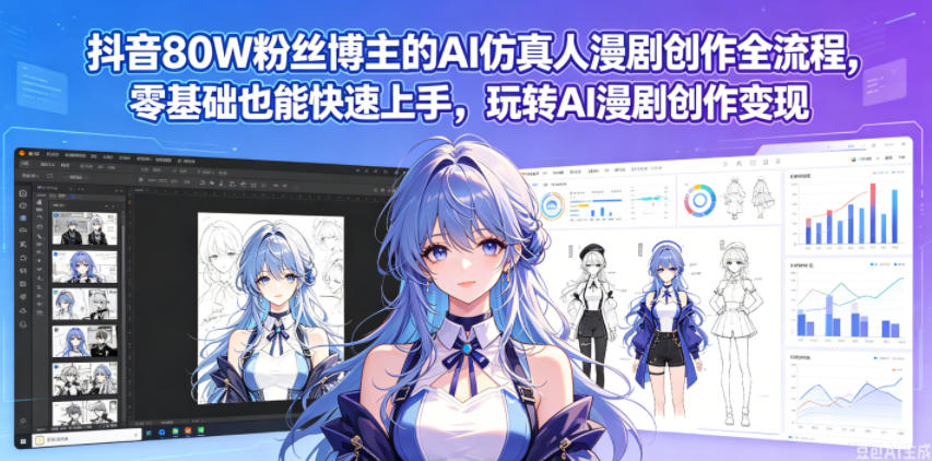 图片[1]-抖音80W粉丝博主的AI仿真人漫剧创作全流程，零基础也能快速上手，玩转AI漫剧创作变现——生财有道创业项目网-生财有道