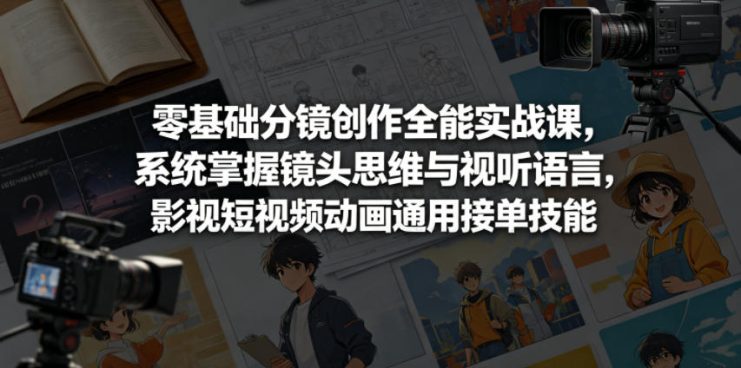 零基础分镜创作全能实战课，系统掌握镜头思维与视听语言，影视短视频动画通用接单技能——生财有道创业项目网