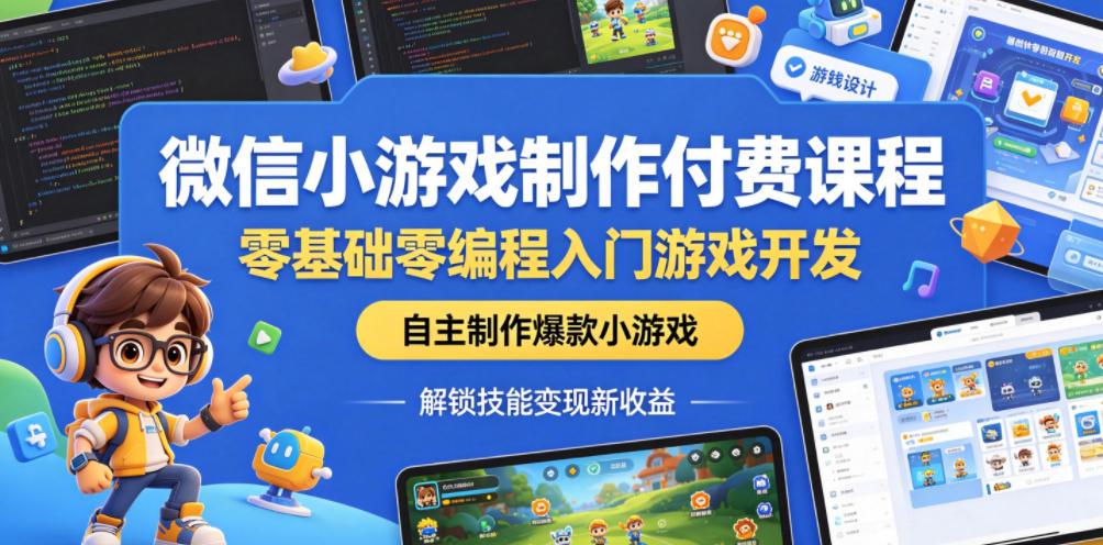 图片[1]-微信小游戏制作付费课程，零基础零编程入门游戏开发，自主制作爆款小游戏，解锁技能变现新收益——生财有道创业项目网-生财有道