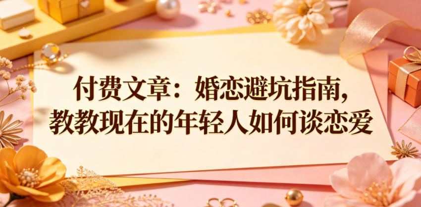 图片[1]-付费文章：婚恋避坑指南，教教现在的年轻人如何谈恋爱——生财有道创业项目网-生财有道