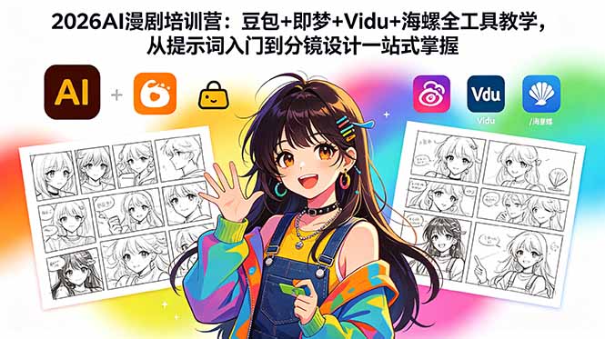 （18607期）2026AI漫剧培训营：豆包+即梦+Vidu+海螺全工具教学，从提示词入门到分镜设计一站式掌握_生财有道创业项目网