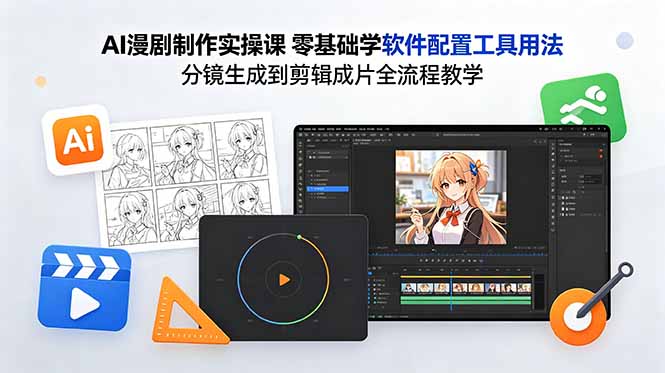 （18605期）AI漫剧制作实操课 零基础学软件配置工具用法 分镜生成到剪辑成片全流程教学_生财有道创业项目网