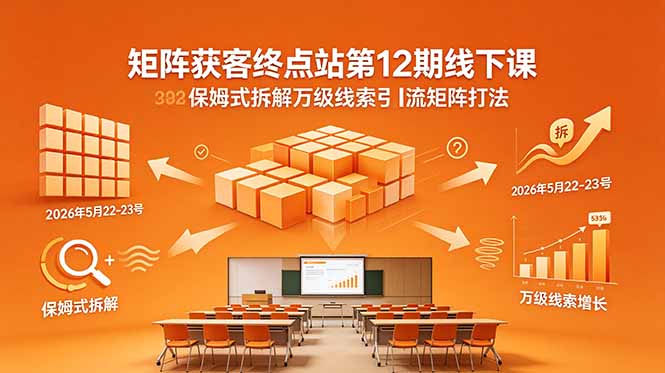 （18603期）矩阵获客终点站第12期线下课 2026年5月22-23号 保姆式拆解万级线索引流矩阵打法_生财有道创业项目网