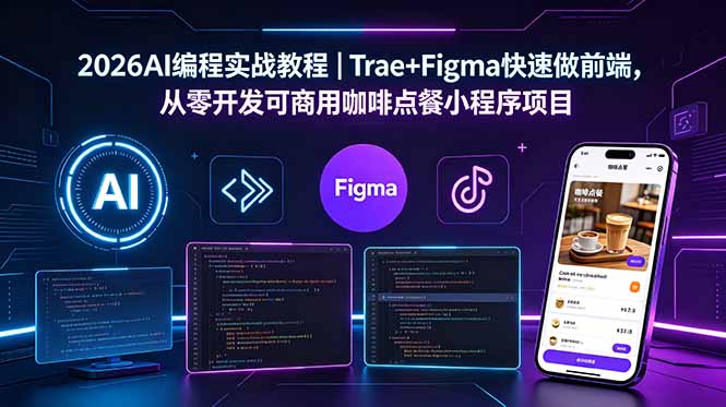 （18627期）2026AI编程实战教程｜Trae+Figma快速做前端，从零开发可商用咖啡点餐小程序项目_生财有道创业项目网