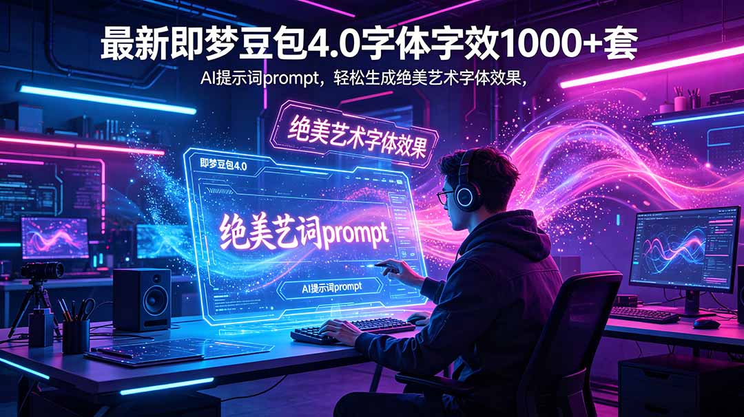 图片[1]-（18650期）最新即梦豆包4.0字体字效1000+套，AI提示词prompt，轻松生成绝美艺术字体效果_生财有道创业项目网-生财有道