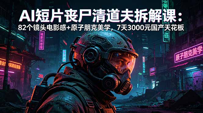 （18649期）AI短片《丧尸清道夫》拆解课：82个镜头电影感+原子朋克美学，7天3000元国产天花板_生财有道创业项目网