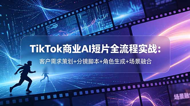 （18678期）TikTok商业AI短片全流程实战：客户需求策划+分镜脚本+角色生成+场景融合_生财有道创业项目网
