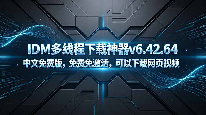 图片[1]-（18688期）IDM多线程下载神器v6.42.64中文免费版，免费免激活，可以下载网页视频（例如飞书文档内的视频）_生财有道创业项目网-生财有道